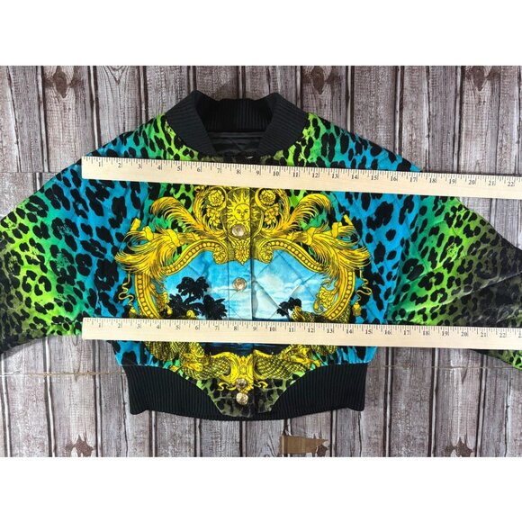 Versace for H&M Runway Leopard Print Quilted Bomber Jacket size 2 NWT brand new - Picture 10 of 12